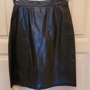 Vintage Classic Directions Black Leather Skirt Sz 9